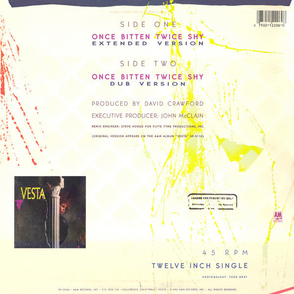 Vesta Williams : Once Bitten Twice Shy (12", Single, Promo)