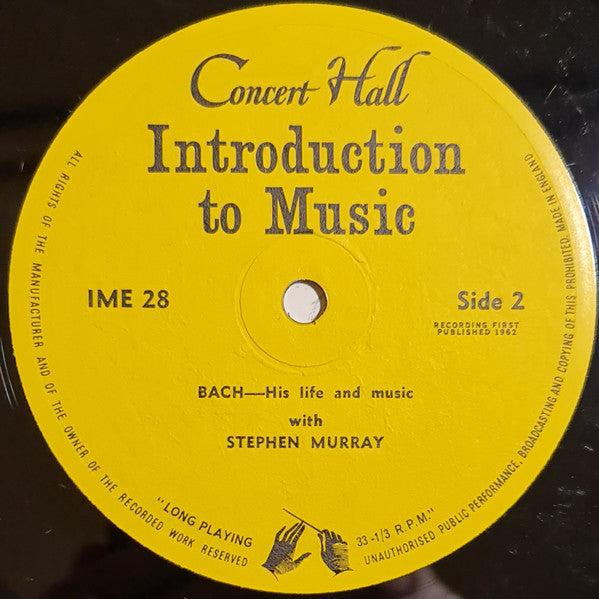 Stephen Murray (2) : Bach-His Life And Music With Stephen Murray (10")