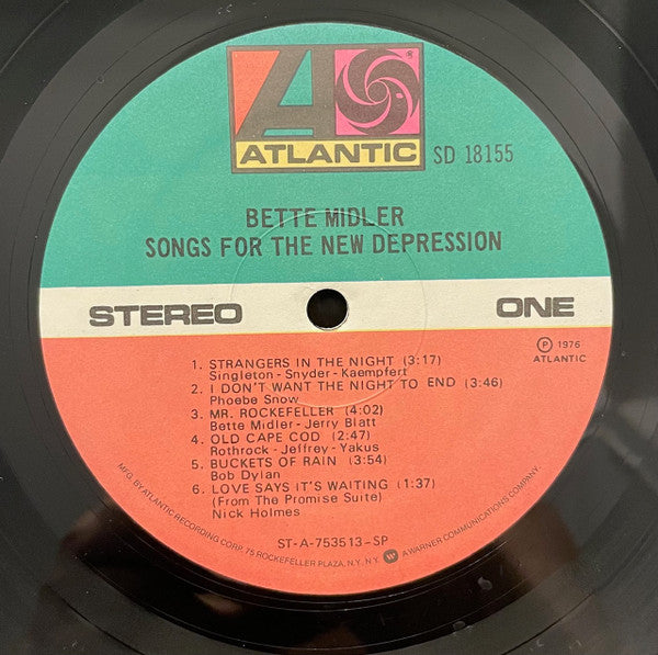 Bette Midler : Songs For The New Depression (LP, Album, SP )