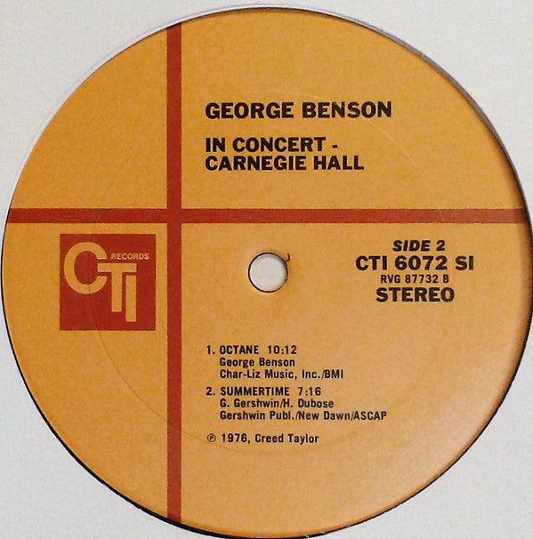 George Benson : In Concert - Carnegie Hall (LP, Album, Ter)