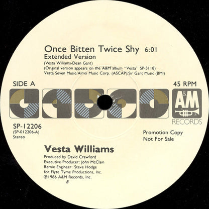 Vesta Williams : Once Bitten Twice Shy (12", Single, Promo)