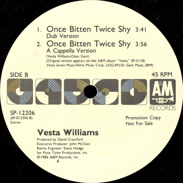 Vesta Williams : Once Bitten Twice Shy (12", Single, Promo)