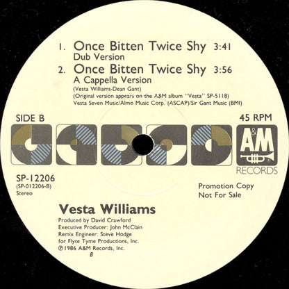 Vesta Williams : Once Bitten Twice Shy (12", Single, Promo)