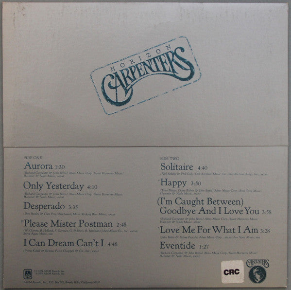 Carpenters : Horizon (LP, Album, Club, CRC)