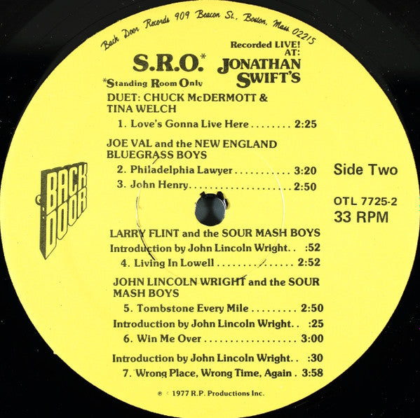 Various : S.R.O. Recorded Live At Jonathan Swift's (LP)