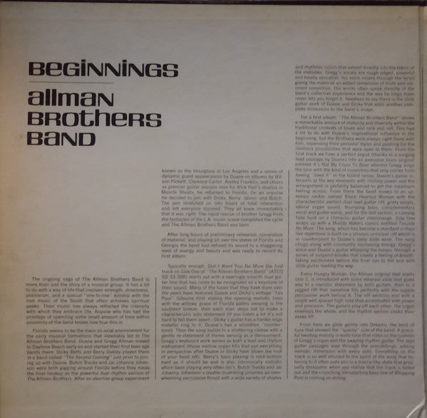 The Allman Brothers Band : Beginnings (2xLP, Comp, PR )