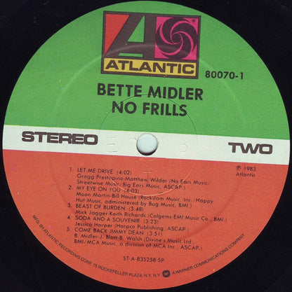 Bette Midler : No Frills (LP, Album, Spe)