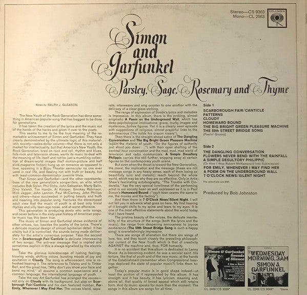 Simon & Garfunkel : Parsley, Sage, Rosemary And Thyme (LP, Album, San)