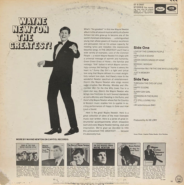 Wayne Newton : The Greatest! (LP, Album, Pin)