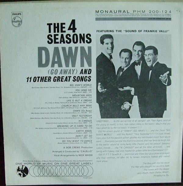 The Four Seasons : Dawn (Go Away) And 11 Other Great Songs (LP, Album, Mono)