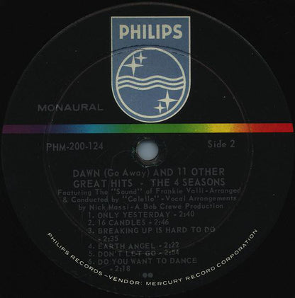 The Four Seasons : Dawn (Go Away) And 11 Other Great Songs (LP, Album, Mono)