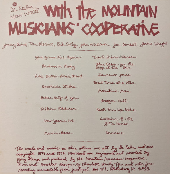 Si Kahn With The Mountain Musician's Cooperative : New Wood (LP, Album)