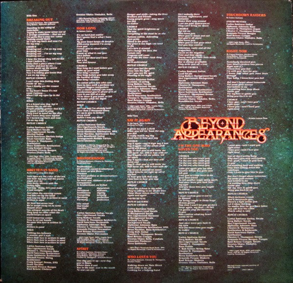 Santana : Beyond Appearances (LP, Album, Pit)