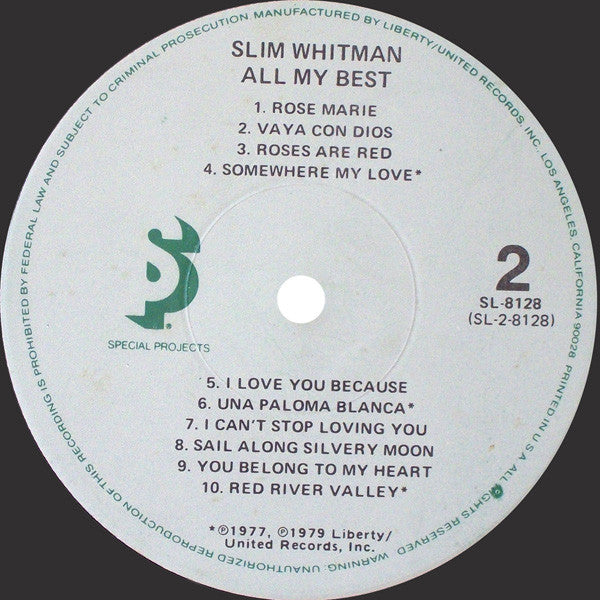 Slim Whitman : All My Best (LP, Comp)