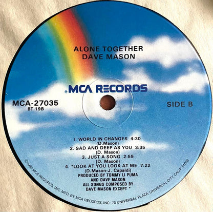 Dave Mason : Alone Together (LP, Album, RE, Glo)