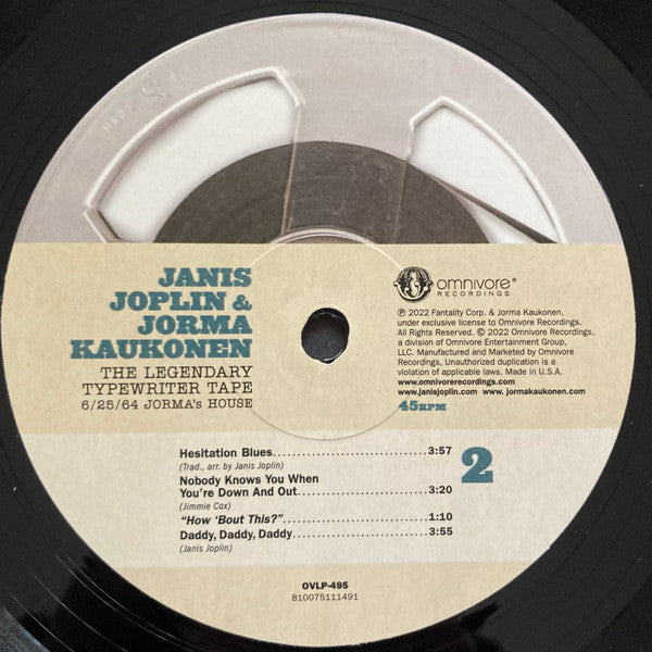 Janis Joplin  & Jorma Kaukonen : The Legendary Typewriter Tape  (LP, RSD)
