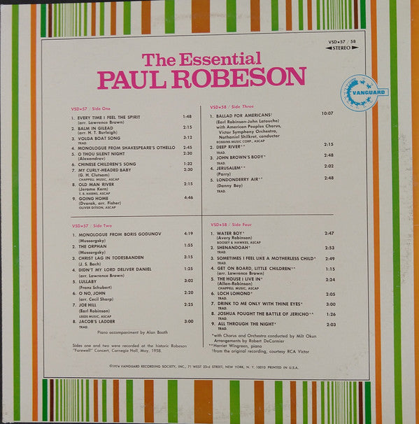 Paul Robeson : The Essential Paul Robeson (2xLP, Comp, Gat)