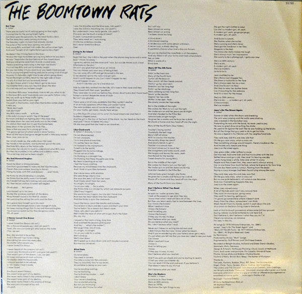 The Boomtown Rats : A Tonic For The Troops (LP, Album)