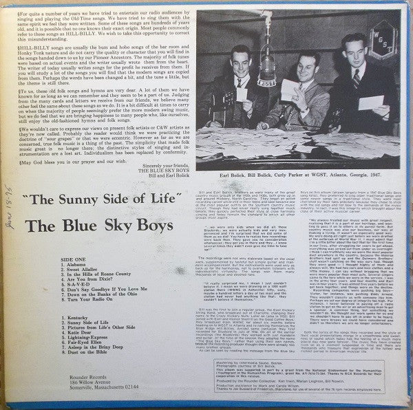 Blue Sky Boys : The Sunny Side Of Life (LP, Album, Comp)