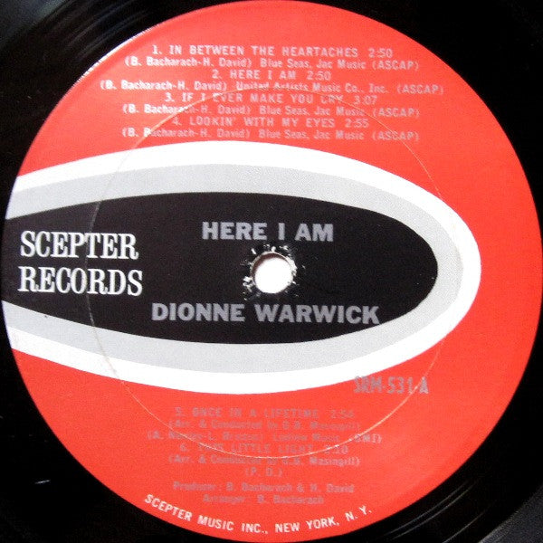 Dionne Warwick : Here I Am (LP, Album, Mono)