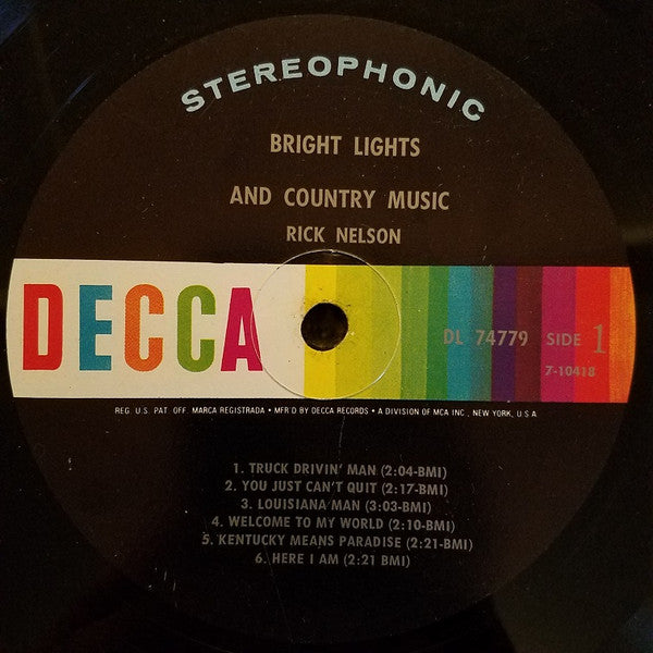 Ricky Nelson (2) : Bright Lights & Country Music (LP, Album)