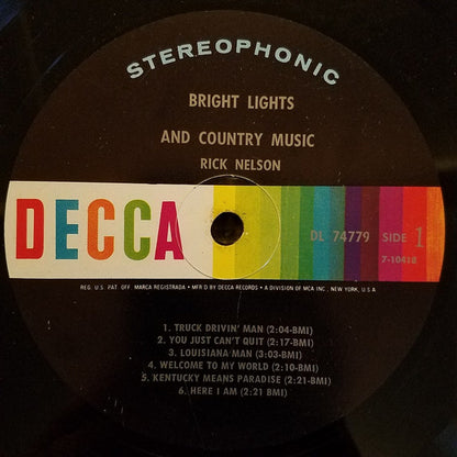 Ricky Nelson (2) : Bright Lights & Country Music (LP, Album)