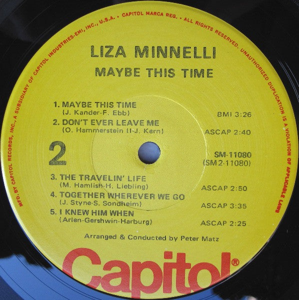 Liza Minnelli : Sings The Sensational Hit From The Film "Cabaret" Maybe This Time (LP, Album, RE, Gre)