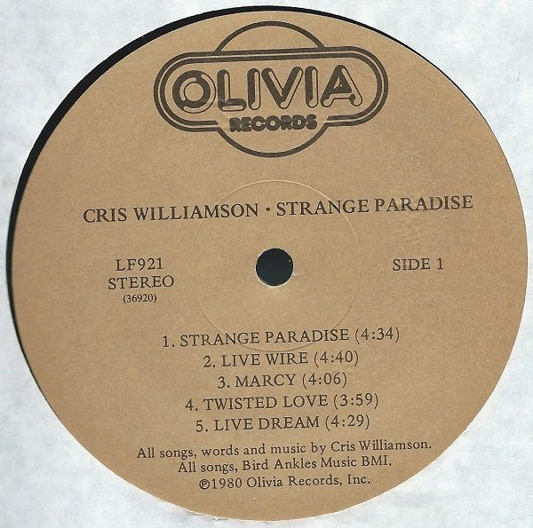 Cris Williamson : Strange Paradise (LP, Album)