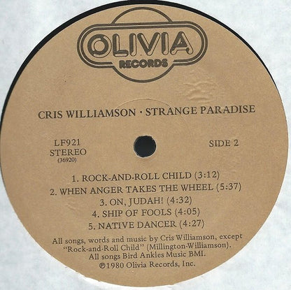 Cris Williamson : Strange Paradise (LP, Album)