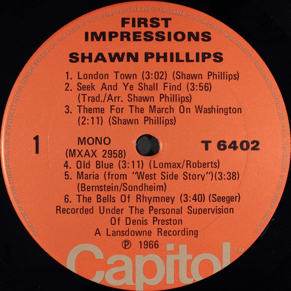 Shawn Phillips (2) : First Impressions (LP, Album, Mono, RE)