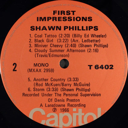 Shawn Phillips (2) : First Impressions (LP, Album, Mono, RE)