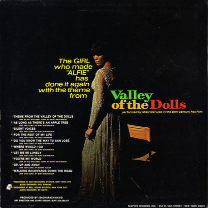 Dionne Warwick : Valley Of The Dolls (LP, Album, RE, Mon)