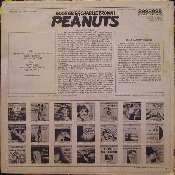Kaye Ballard And Arthur Siegel, Fred Karlin : Good Grief, Charlie Brown! Peanuts (LP, Album, RE)