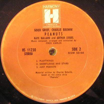 Kaye Ballard And Arthur Siegel, Fred Karlin : Good Grief, Charlie Brown! Peanuts (LP, Album, RE)