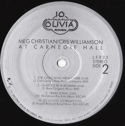 Meg Christian / Cris Williamson : At Carnegie Hall (2xLP, Album, Gat)