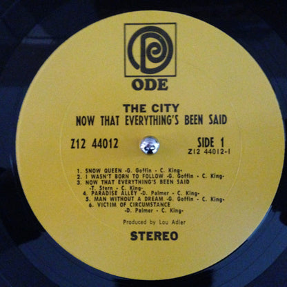 The City : Now That Everything's Been Said (LP, Album, Pit)