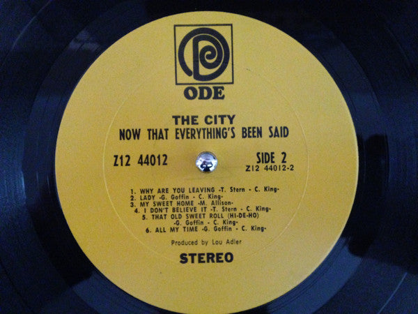 The City : Now That Everything's Been Said (LP, Album, Pit)