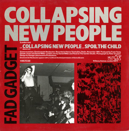 Fad Gadget : Collapsing New People (Extended Versions) (12", Single, Lin)