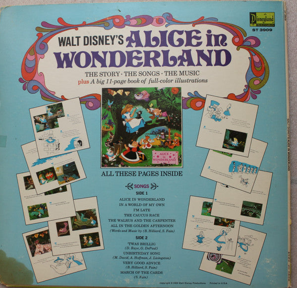 Various : Walt Disney's Alice In Wonderland (The Story, The Songs, The Music) (LP, Album, Mono, Pur)