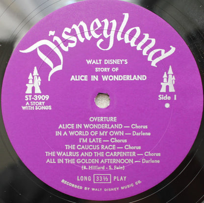 Various : Walt Disney's Alice In Wonderland (The Story, The Songs, The Music) (LP, Album, Mono, Pur)