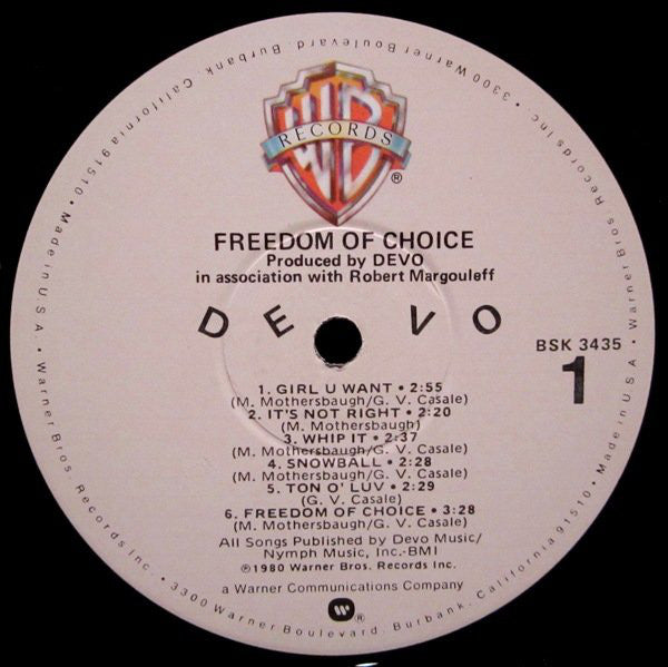 Devo : Freedom Of Choice (LP, Album, Win)