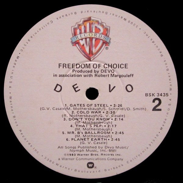 Devo : Freedom Of Choice (LP, Album, Win)