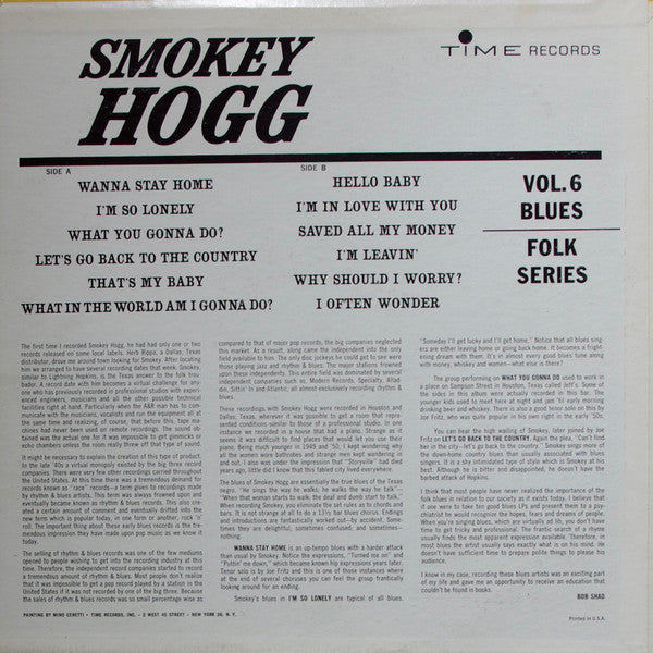 Smokey Hogg : Blues Folk Series Volume 6 (LP)