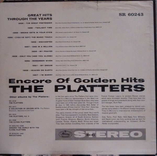 The Platters : Encore Of Golden Hits (LP, Comp, RP)