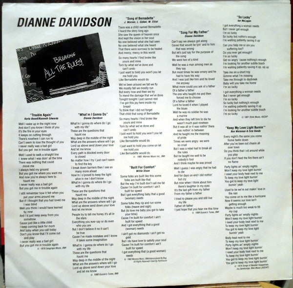 Dianne Davidson : Breaking All The Rules (LP, Album)