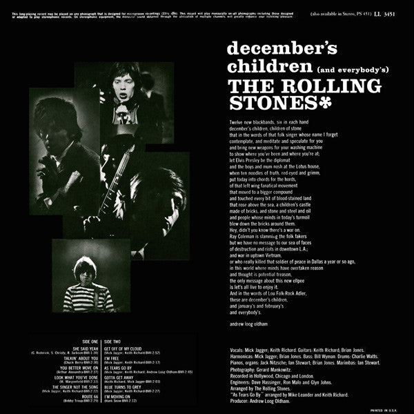 The Rolling Stones : December's Children (And Everybody's) (LP, Album, Mono)