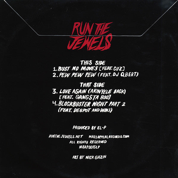 Run The Jewels : Bust No Moves (12", RSD, Single, Ltd, Cle)