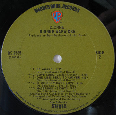 Dionne Warwicke* : Dionne (LP, Album)