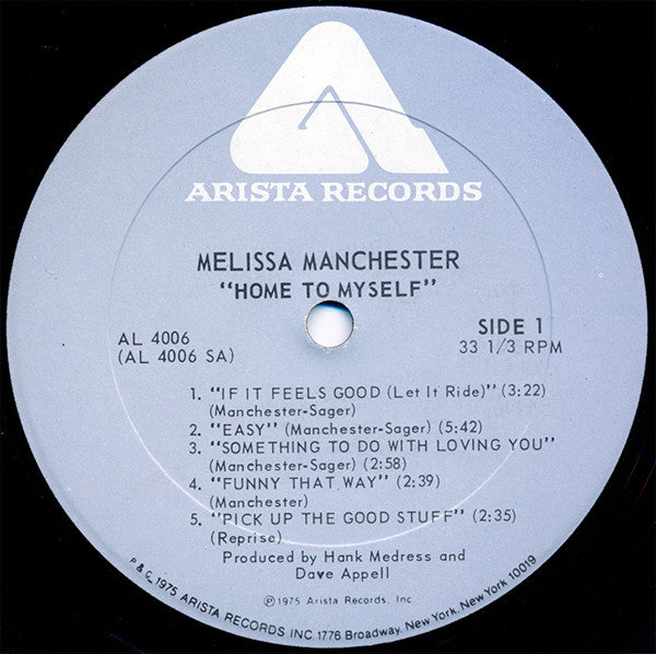 Melissa Manchester : Home To Myself (LP, Album, RE, PRC)