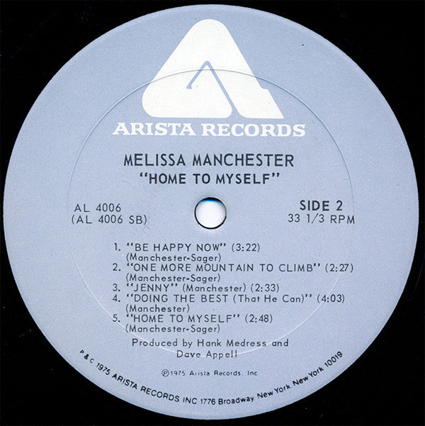 Melissa Manchester : Home To Myself (LP, Album, RE, PRC)